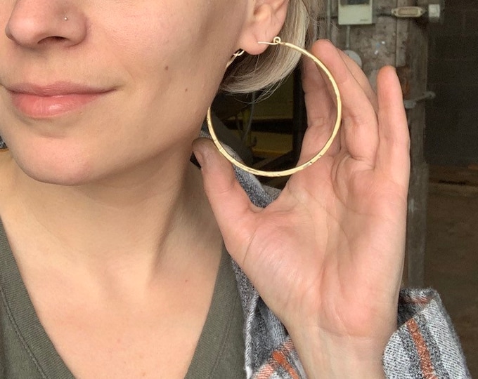 Thin Brass Hoop Earrings