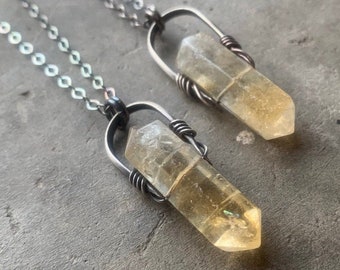 Citrine Necklace / Healing Crystals / Sterling Silver / Crystal Necklace / Silver Necklace / daniellerosebean / mustard yellow / rustic