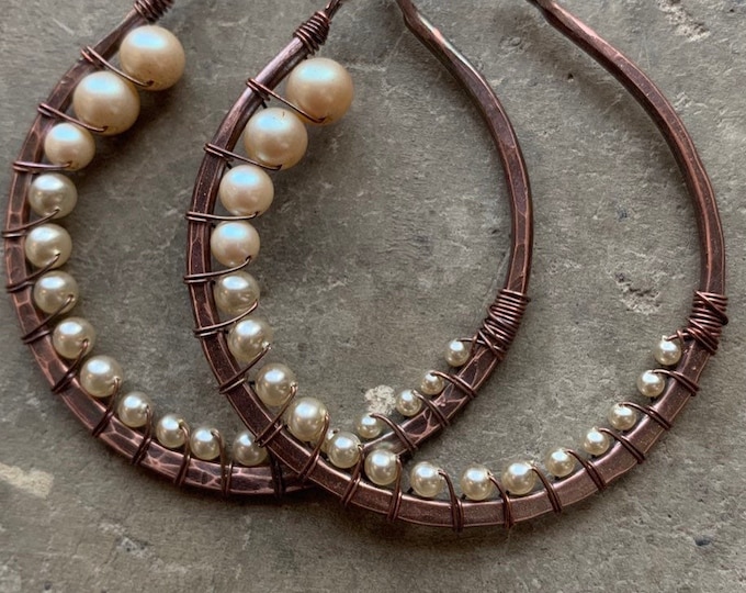 Vintage Pearl Hoop Earrings