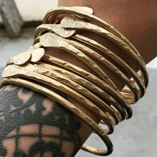 Brass Bangles / Brass Bracelets / Bangle Bracelets / Stacked Etsy