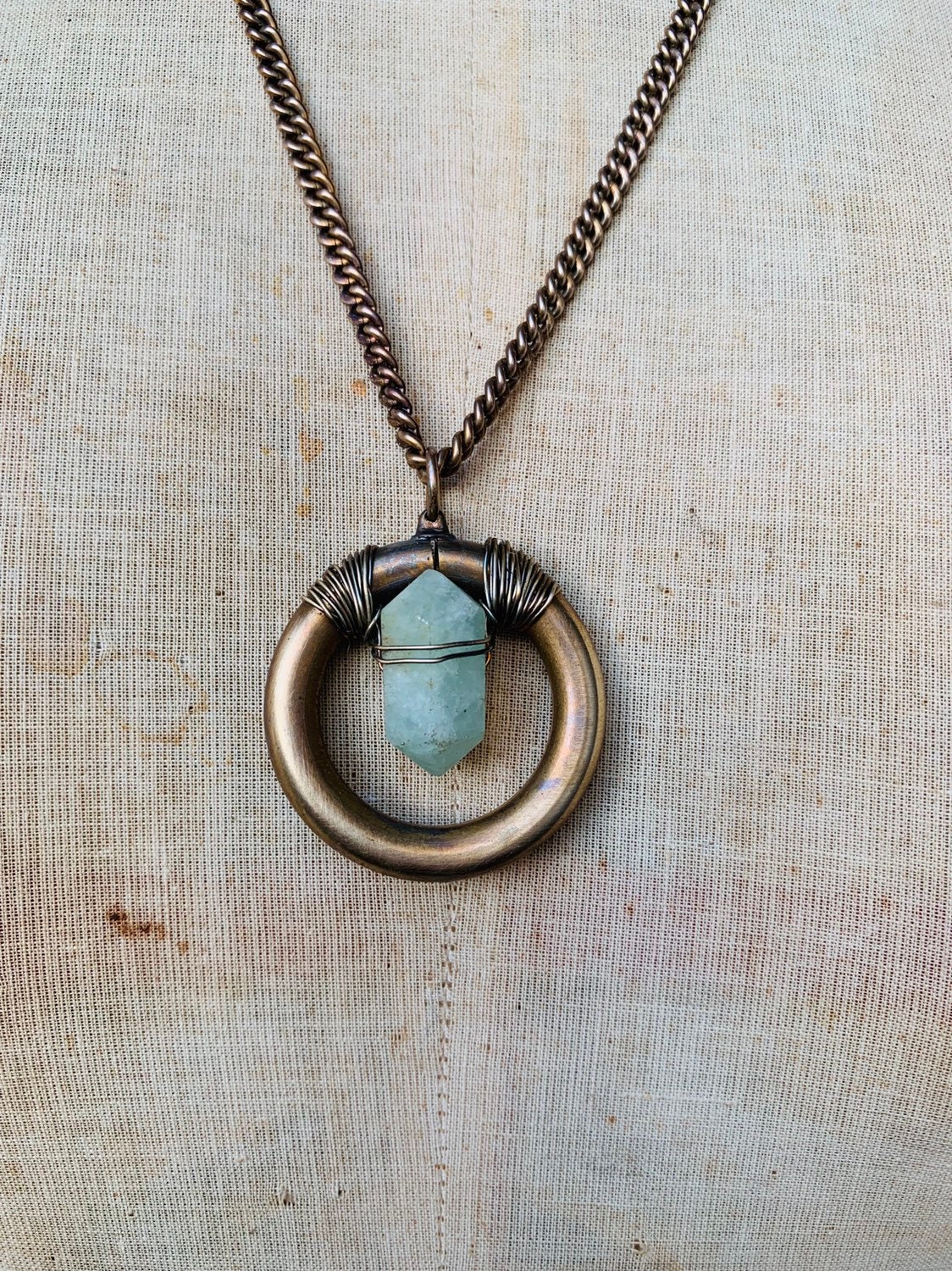 Crystal Necklace / Prehnite Point / Crystal Pendant / Healing Crystal ...