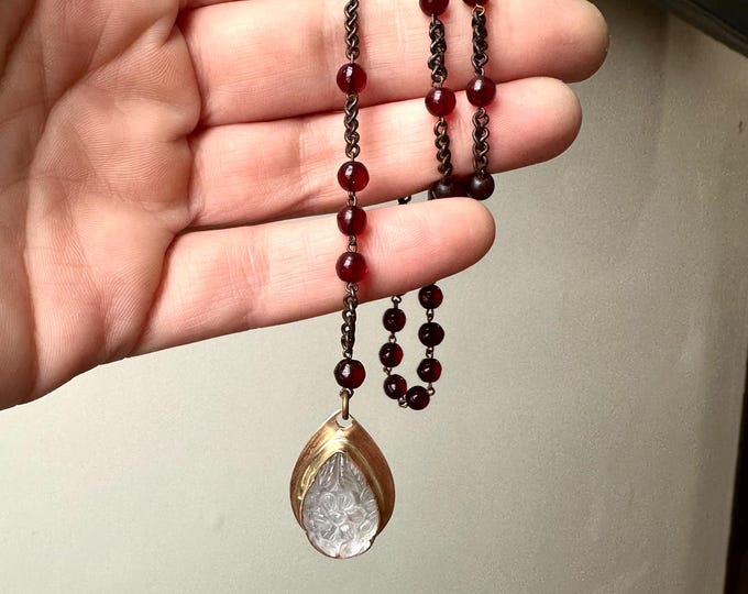 Vintage Rosary Lariat Necklace