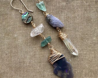 Raw Gemstone Dangle Earrings