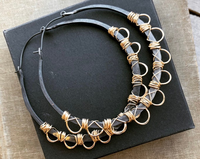 Huge Niobium and Gold Filled Hoops