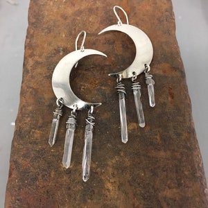Moon Earrings / Healing Crystal / rainbow / Dangle Earring / image 9