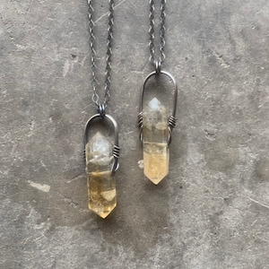 Citrine Necklace / Healing Crystals / Sterling Silver / Crystal Necklace / Silver Necklace / daniellerosebean / mustard yellow / rustic image 2