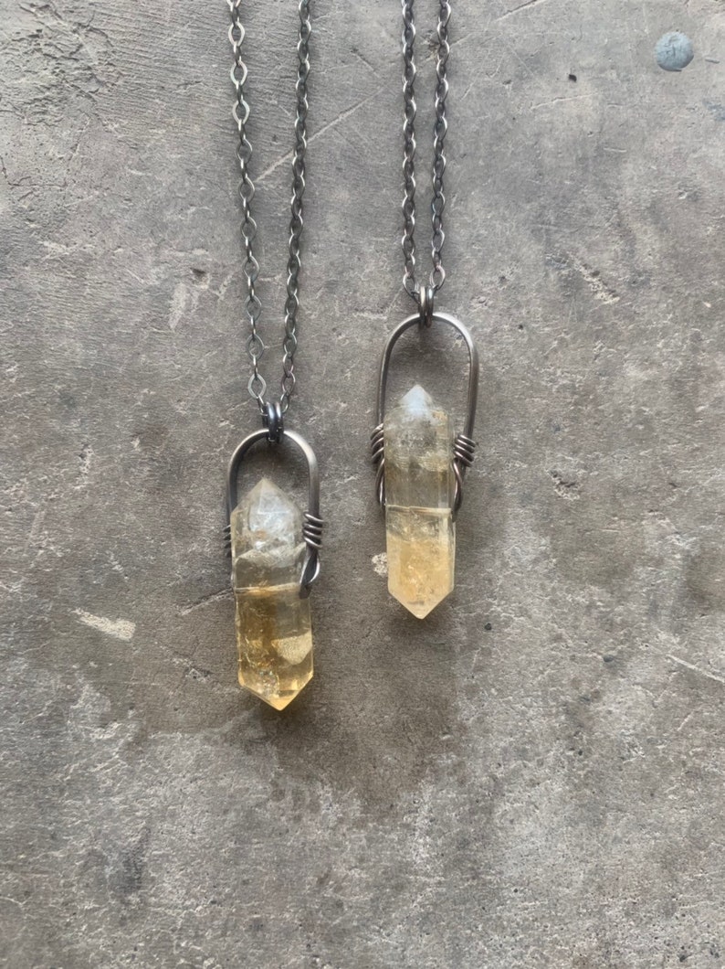 Citrine Necklace / Healing Crystals / Sterling Silver / Crystal Necklace / Silver Necklace / daniellerosebean / mustard yellow / rustic image 2