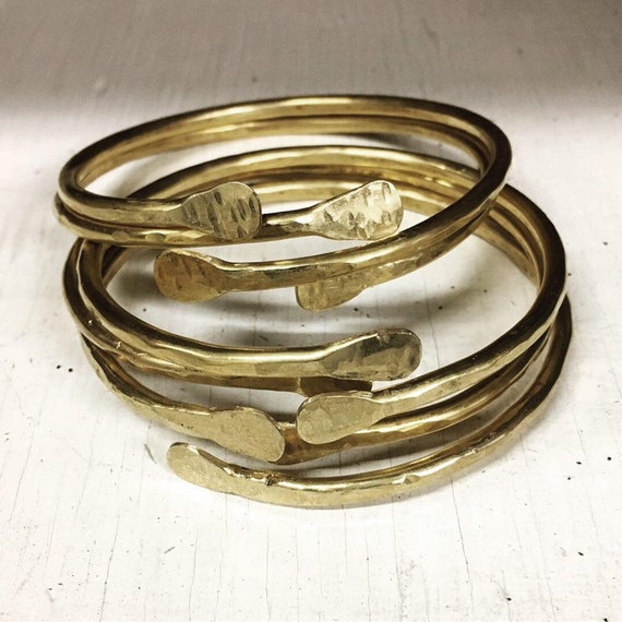 Minimalist Ring and Earring Set Ring /& Earrings Brass Hammered Bangle Hammered Brass BoHo Bangle Adjustable Bangle and Ring