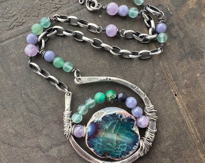 Ombre Gemstone Sterling Silver Pendant Necklace