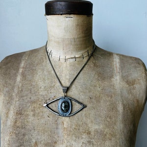 Evil Eye Statement Necklace / Sterling Silver Jewelry / Third Eye / Boho / Statement Jewellery / Healing Pendant / daniellerosebean / Pearl image 5