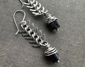 Raw Black Tourmaline Earrings