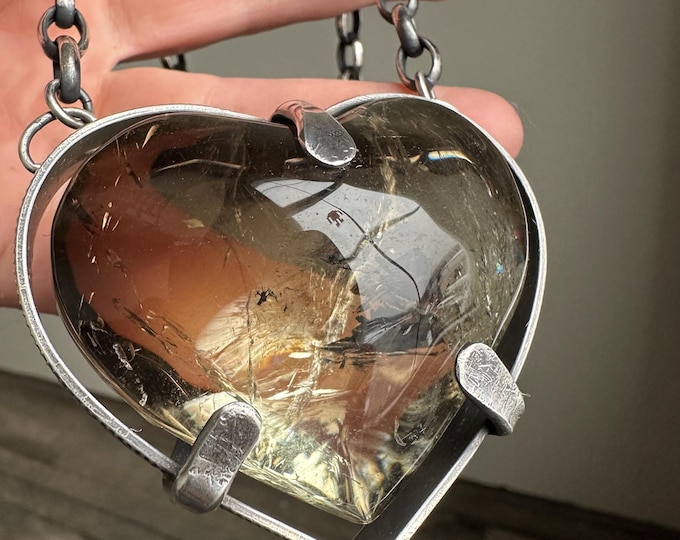 Smoky Quartz Heart Pendant Necklace