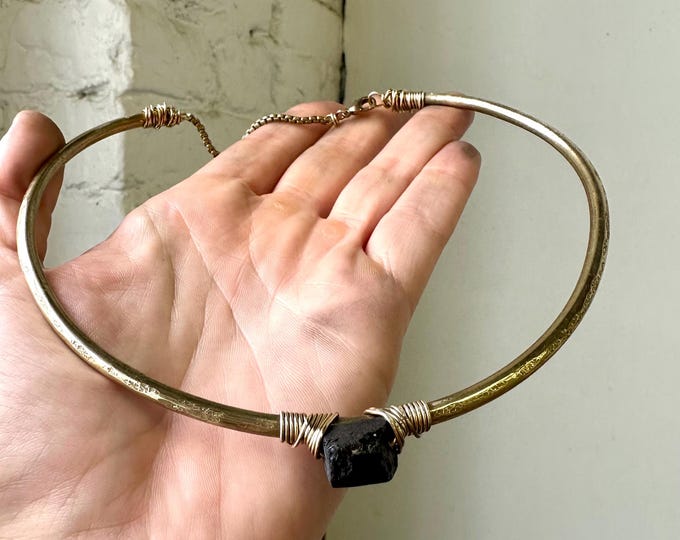 Brass Collar With Black Tourmaline