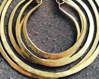 Gold Hoops / Hoop Earrings / 14K Gold Filled / Big Gold Hoops /  Hammered Hoops / DanielleRoseBean / boho / Hammered  / Custom Jewelry