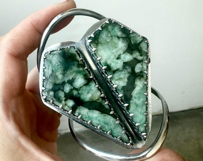 Raw Emerald Sterling Silver Cuff