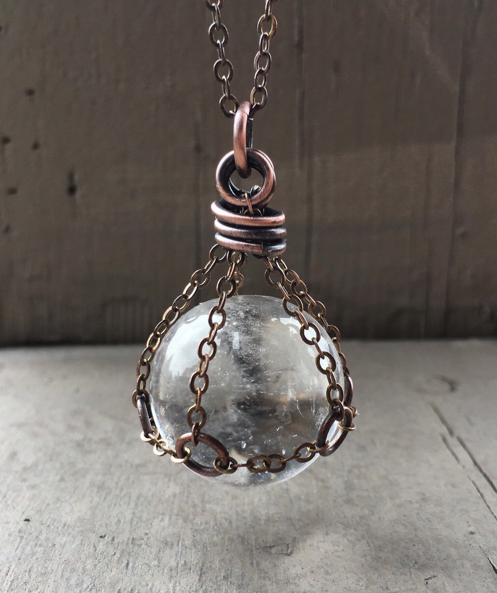 Crystal Ball Necklace Quartz Crystal Healing Crystal Clear Etsy