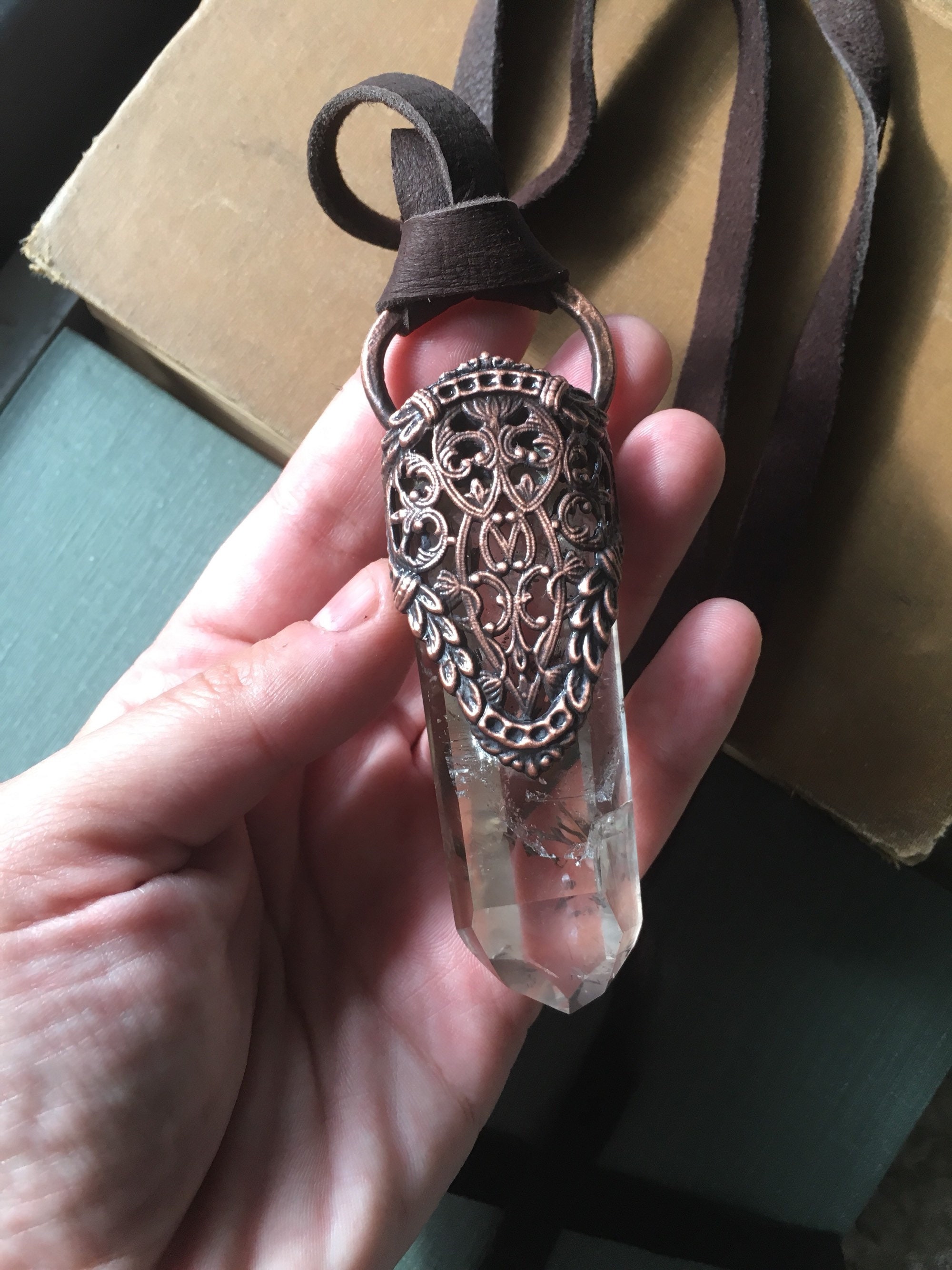 Raw Crystal Necklace Mens Necklace Unisex Jewelry Quartz Crystal