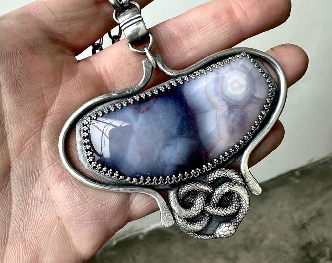 Luna Agate Snake Necklace