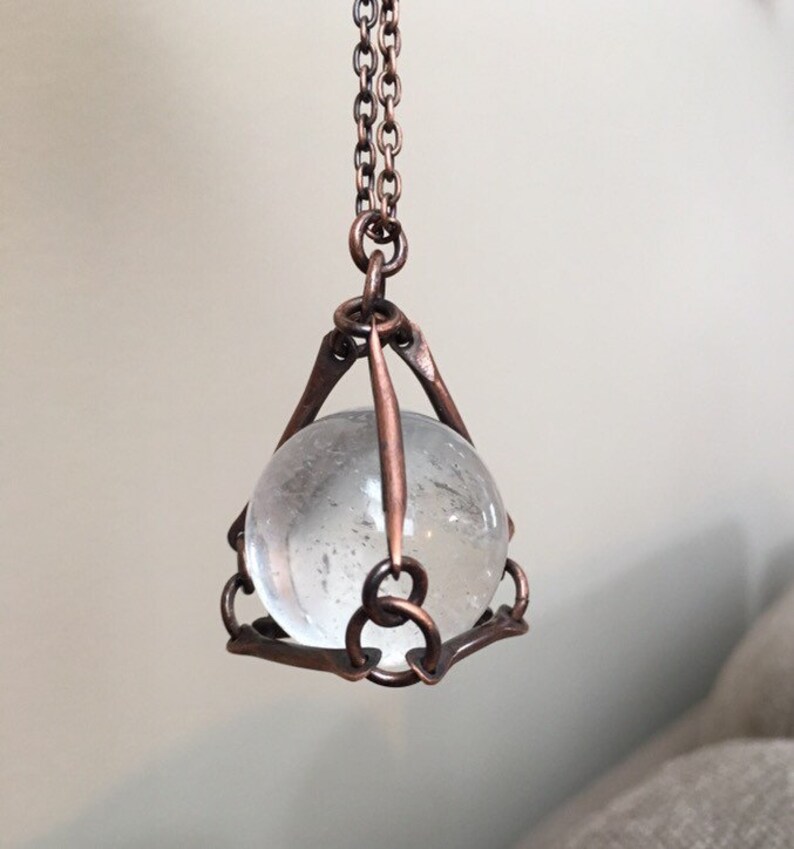 Crystal Ball Necklace / Statement Necklace / Healing Crystal / Etsy