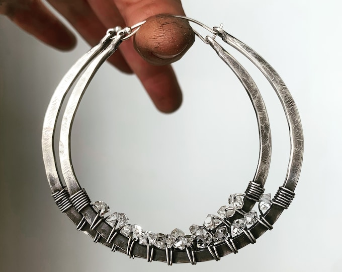 Hammered Sterling Silver Hoop Earrings