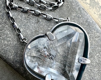 Quartz Heart Pendant Necklace