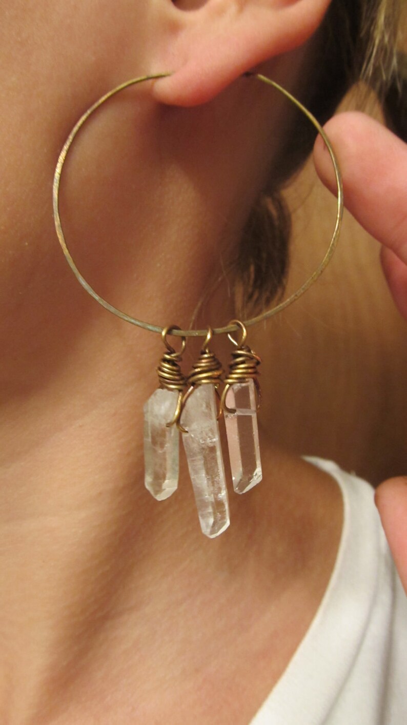 Crystal Hoop Earrings Custom Hoops Healing Crystal Jewelry Etsy