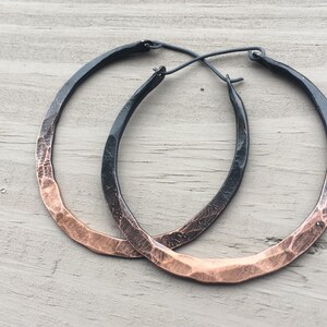 Copper Ombre Hoop Earrings / Hammered / Custom / Large / Small / Rustic Jewelry / Statement Earrings / Hoops / boho Hoops / daniellerosebean image 4