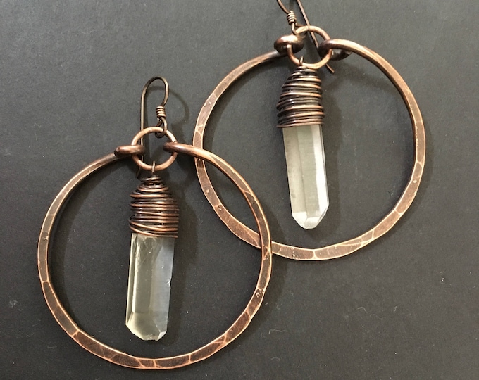 Copper Dangle Hoops