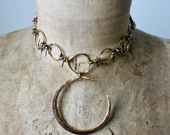 Brass Moon Choker Necklace