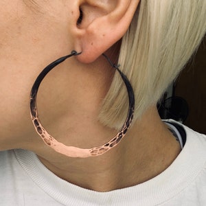Copper Ombre Hoop Earrings / Hammered / Custom / Large / Small / Rustic Jewelry / Statement Earrings / Hoops / boho Hoops / daniellerosebean image 2