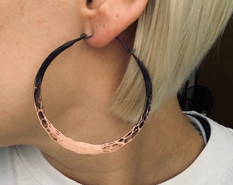 Daniellerosebean Hammered Copper Ombré Hoops