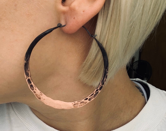 Daniellerosebean Hammered Copper Ombré Hoops