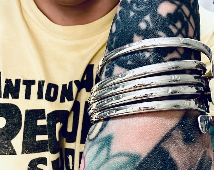 Hammered Sterling Silver Bangle Bracelets