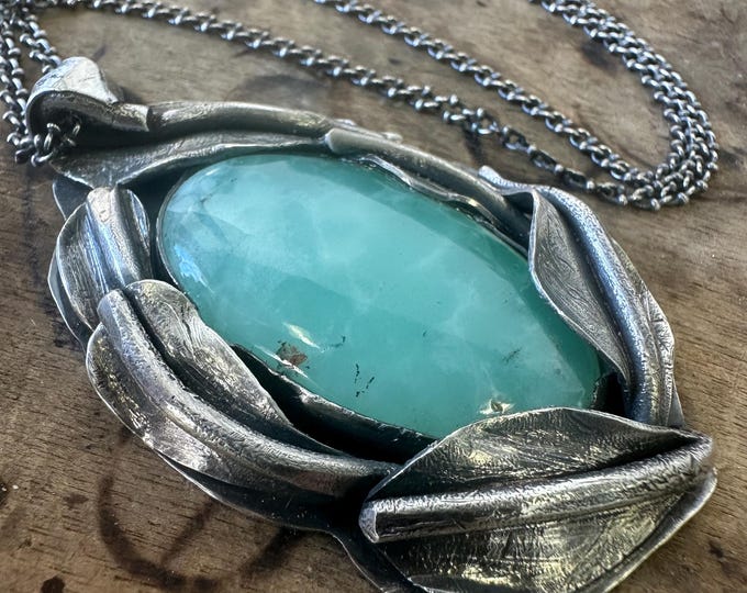Sterling Silver Chrysoprase Statement Necklace