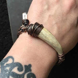 Real Deer Antler Bracelet Wire Wrapped Bracelet Rustic Jewelry Chain Bracelet Deer Antler Jewelry DanielleRoseBean Antler Tip image 4