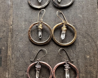 Quartz Crystal Small Hoop Earrings
