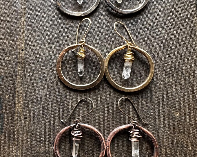 Quartz Crystal Small Hoop Earrings
