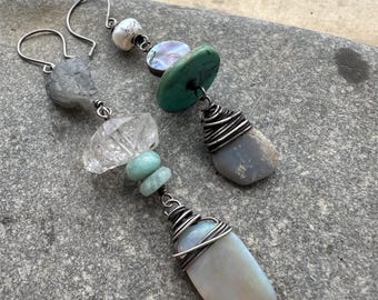Raw Gemstone Dangle Earrings