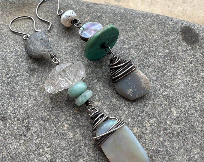 Raw Gemstone Dangle Earrings