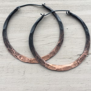 Copper Ombre Hoop Earrings / Hammered / Custom / Large / Small / Rustic Jewelry / Statement Earrings / Hoops / boho Hoops / daniellerosebean image 6
