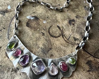 Multicolor Tourmaline Sterling Silver Necklace
