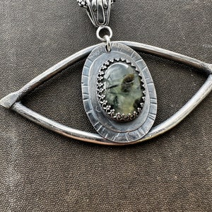 Evil Eye Statement Necklace / Sterling Silver Jewelry / Third Eye / Boho / Statement Jewellery / Healing Pendant / daniellerosebean / Pearl image 6
