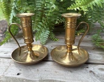 Vintage Brass Chamber Candle Stick Holders