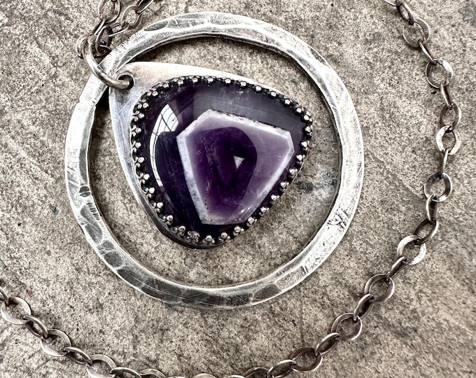 Amethyst and Sterling Silver Pendant Necklace