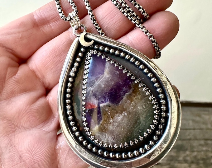Amethyst and Chalcedony Pendant Necklace