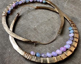 Lavender Opal Hoop Earrings