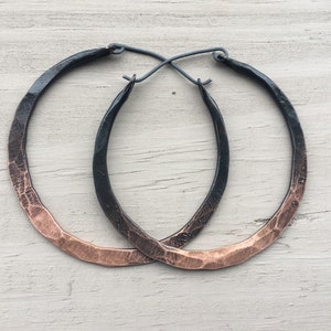 Copper Ombre Hoop Earrings / Hammered / Custom / Large / Small / Rustic Jewelry / Statement Earrings / Hoops / boho Hoops / daniellerosebean image 3