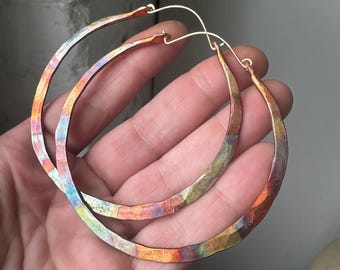 3” Rainbow Copper Hoops