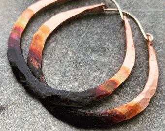 Copper Ombré Hoop Earrings / Hammered / Custom / Large / Small / Rustic Jewelry / Statement Earrings / Hoops / boho Hoops / DanielleRoseBean