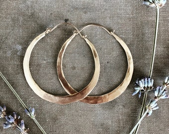 Brass Hoop Earrings / Large Hoops /  Brass Hoops / Hammered Hoops /Thick Hoops / DanielleRoseBean / Custom Hoop Earrings /  sale